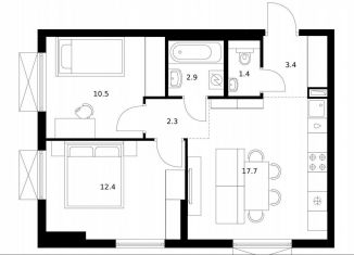 Продажа 2-комнатной квартиры, 50.6 м2, Москва, район Южное Бутово