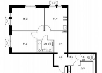 Продаю двухкомнатную квартиру, 64.4 м2, Московская область