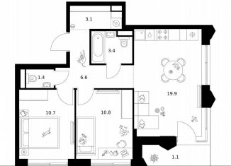 2-ком. квартира на продажу, 57 м2, Москва, район Очаково-Матвеевское