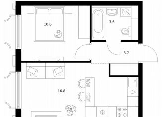 Продается 1-комнатная квартира, 34.7 м2, Москва, ВАО, жилой комплекс 2-й Иртышский, 1.3