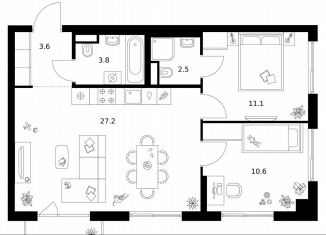 Продается 2-ком. квартира, 59.4 м2, Москва, район Очаково-Матвеевское