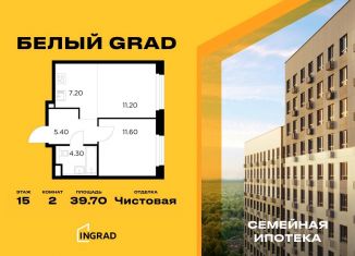 Продаю двухкомнатную квартиру, 39.7 м2, Мытищи, жилой комплекс Белый Grad, 12.2