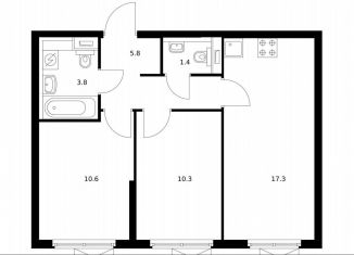 Продажа 2-ком. квартиры, 49.2 м2, Московская область