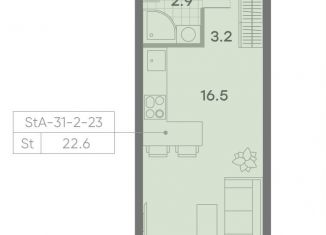 Квартира на продажу студия, 22.6 м2, Москва, метро Новоясеневская, ЖК Парксайд, 3