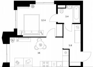 Продаю 1-комнатную квартиру, 37.6 м2, Москва