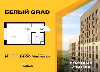 Продается квартира студия, 24 м2, Мытищи, жилой комплекс Белый Grad, 12.2