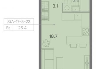 Квартира на продажу студия, 25.4 м2, Москва, ЖК Парксайд, 3, район Чертаново Центральное