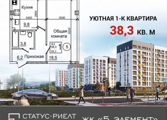 Продается 1-комнатная квартира, 38.3 м2, Крым