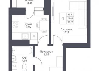 Продается однокомнатная квартира, 29.8 м2, Новосибирская область, улица Дуси Ковальчук, 246