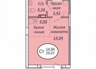 Продажа квартиры студии, 29 м2, Новосибирск, Октябрьский район