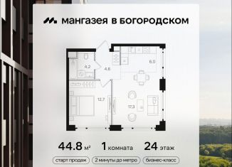 Продам 1-ком. квартиру, 44.8 м2, Москва, Бульвар Рокоссовского