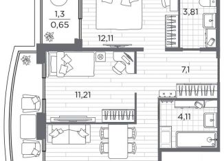 Продается 2-ком. квартира, 55.1 м2, Санкт-Петербург, Калининский район