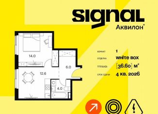 Однокомнатная квартира на продажу, 36.6 м2, Москва, Сигнальный проезд, 12, метро Отрадное