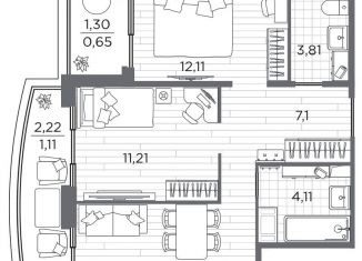 Продажа двухкомнатной квартиры, 55.1 м2, Санкт-Петербург, Калининский район