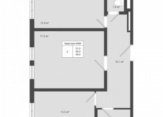 Продам двухкомнатную квартиру, 59.5 м2, деревня Яковлево