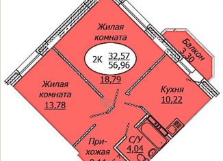 Продается двухкомнатная квартира, 57 м2, Новосибирская область, 2-я Воинская улица, 51