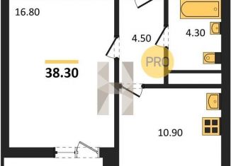 Продажа 1-комнатной квартиры, 38.3 м2, Воронеж, улица Пескова, 6