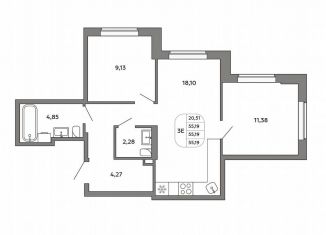 Продается 3-ком. квартира, 55.2 м2, Екатеринбург