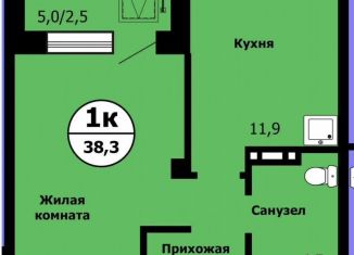 Продаю 1-ком. квартиру, 38.3 м2, Красноярск, улица Лесников, 41Б, Свердловский район