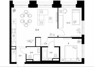 2-ком. квартира на продажу, 58 м2, Москва, район Очаково-Матвеевское