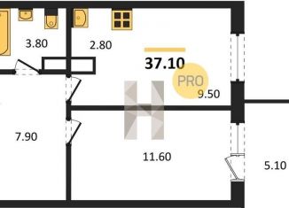 Продаю 1-ком. квартиру, 37.1 м2, Новосибирск