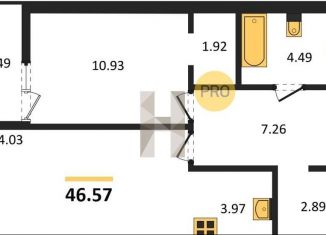 Продам 1-ком. квартиру, 46.6 м2, Новосибирск