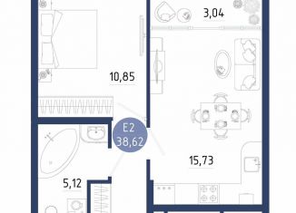 Продаю однокомнатную квартиру, 38.6 м2, село Дядьково