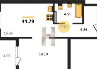 Продаю 1-комнатную квартиру, 44.8 м2, Новосибирская область