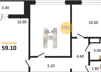 Продаю двухкомнатную квартиру, 59.1 м2, Воронеж, улица Пескова, 6