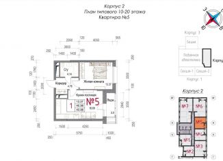 Продаю 1-комнатную квартиру, 44 м2, Обнинск, Долгининская улица