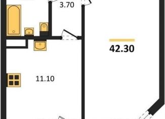 Продам однокомнатную квартиру, 42.3 м2, Воронеж, улица Полковника Богомолова, 1