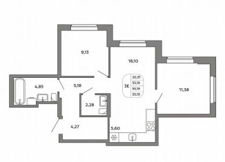 Продаю 3-ком. квартиру, 55.2 м2, Екатеринбург, Орджоникидзевский район