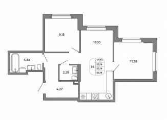 Продам трехкомнатную квартиру, 55.2 м2, Екатеринбург, метро Проспект Космонавтов