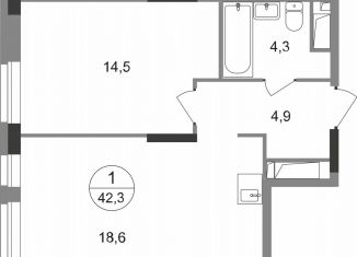 Продаю 1-комнатную квартиру, 42.3 м2, Москва