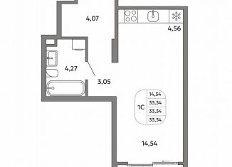 Продам квартиру студию, 33.3 м2, Екатеринбург, метро Проспект Космонавтов