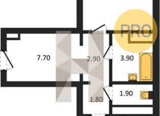 1-комнатная квартира на продажу, 47.9 м2, Воронеж, улица Пескова, 6