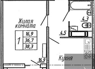 1-комнатная квартира на продажу, 38.3 м2, Воронеж, улица Пескова, 6, Центральный район