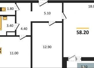 Продается двухкомнатная квартира, 58.2 м2, Воронеж, улица Пескова, 6, Центральный район