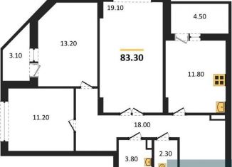 Продаю трехкомнатную квартиру, 83.3 м2, Воронеж, Краснознамённая улица, 57/5, ЖК Высота
