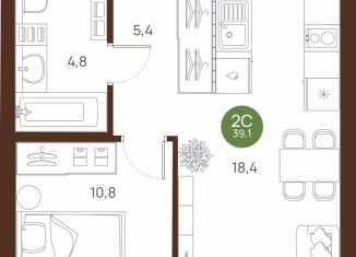 Продается 1-комнатная квартира, 39.1 м2, Новосибирск, метро Площадь Ленина