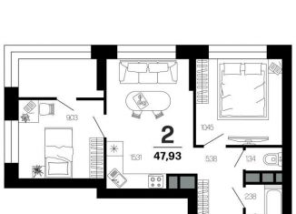 Продается 2-комнатная квартира, 47.9 м2, Рязань, Московский район