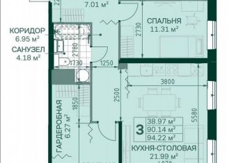 3-ком. квартира на продажу, 90.3 м2, Санкт-Петербург, метро Новочеркасская, Магнитогорская улица, 3к2