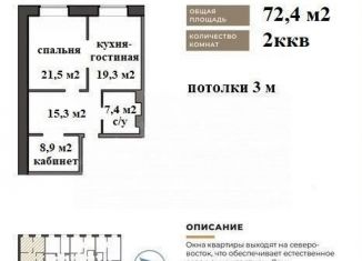 2-ком. квартира на продажу, 72.4 м2, Санкт-Петербург, метро Приморская, Наличная улица, 26к1