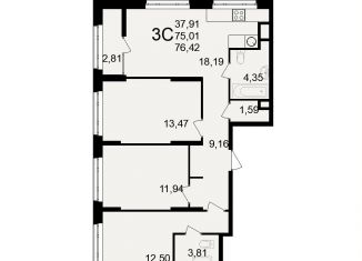 Продам 3-ком. квартиру, 76.4 м2, Рязанская область