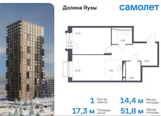 Продается 1-ком. квартира, 51.8 м2, Мытищи, жилой комплекс Долина Яузы, 2