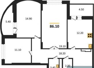 Продажа трехкомнатной квартиры, 86.1 м2, Воронеж, Краснознамённая улица, 57/5, ЖК Высота