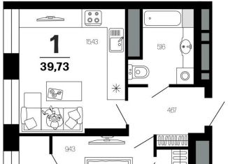 Продается 1-комнатная квартира, 39.7 м2, Рязань, Московский район