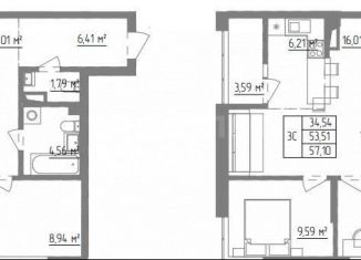 Продается 3-ком. квартира, 57.1 м2, Оренбург, проспект Гагарина, 24А