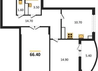 Продаю двухкомнатную квартиру, 66.4 м2, Воронеж, Краснознамённая улица, 57/5