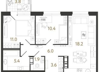 Продам 2-комнатную квартиру, 56.5 м2, Санкт-Петербург, метро Обводный канал